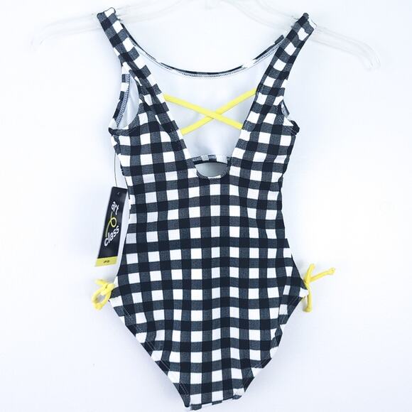 NEW Art Class One Piece Bathing Suit XS (4/5) Girls Black White Gingham, Yellow - Picture 4 of 6